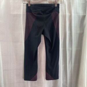 Nike Zonal Strength Running Crop Leggings XS‎ Black Pink Athletic Activewear